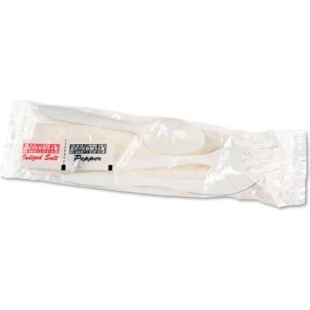 Boardwalk Boardwalk® BWK6KITMW, Wrapped Cutlery Kit, Plastic, White, 250/Carton FK-FSKW-NSP-LAG